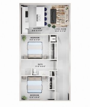 2 Bedroom 1 bath 798 Sqft
