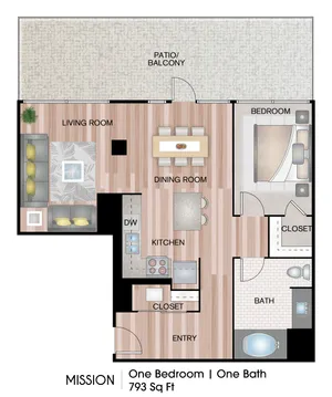 1 Bed |  1 Bath |  "apartment"