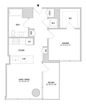 One Bedroom A-06 - 678 Sq. Ft. - Floors 26-42