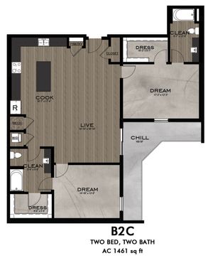 2 Bedroom 2 Bathroom floor plan