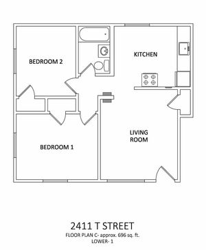 Floor Plan C - 696 sq ft LOWER 1
