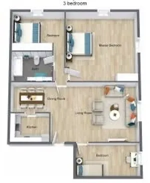 3 Bedroom/ 1 Bathroom Floor Plans