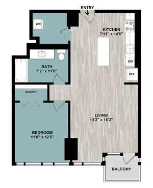 A5 | 1-Bedroom Floorplan