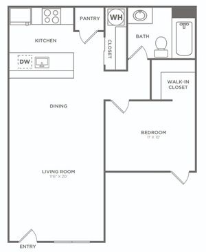 One Bedroom One Bath | 603 sq. ft.