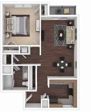 2D floor plan of 1/1
