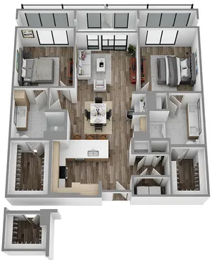 P: 2 bed / 2 bath