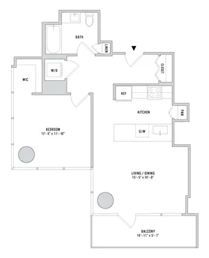 One Bedroom A10 - 730 Sq. Ft. - Floors 3-4