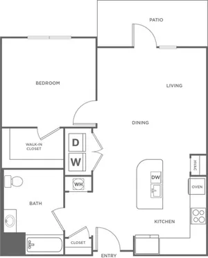 One Bedroom One Bath (783 SF)