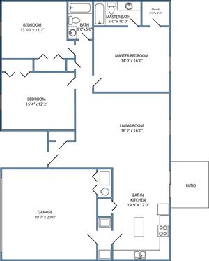 3-bed, 2-bath house with garage