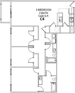 3 bedrooms, 2 baths