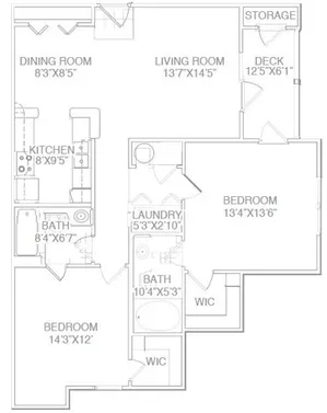 Two Bed Two Bath Standard with Patio-Renovated
