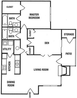 1 Bed / 2 Bath with Flex Room