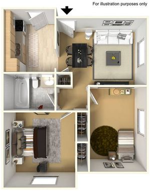 Two Bedrooms | One Bathroom | 810 sqft