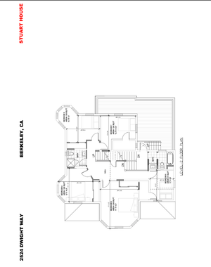 Stuart House second-level floor plan featuring 3 bedrooms, 2 bathrooms, and a spacious hallway in Berkeley, CA.