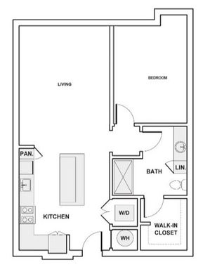764 square foot one bedroom one bath floor plan image