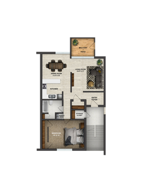 1 Bedroom 1 Bathroom Floor Plan Layout