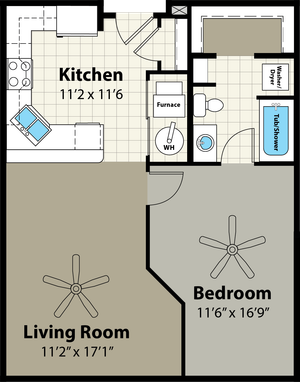 1 Bedroom Floor Plan | Providence Pointe | Johnston, Iowa