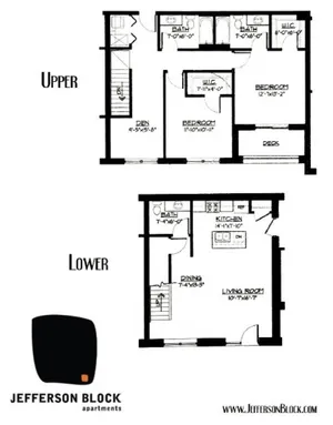 2 Bed + Den / 2.5 Bath Townhouse - 1,507 SF