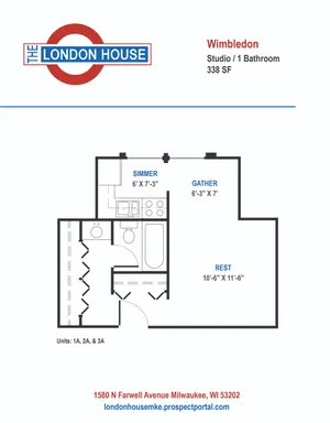 Wimbledon - Studio / 1 Bath - 338 SF