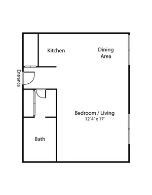 studio apartment floor plan at Park Place Norristown