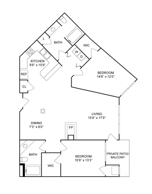 2x2f | 2-Bedroom Floorplan