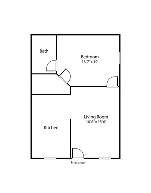 1 bedroom floorplan at 440 Walnut St.