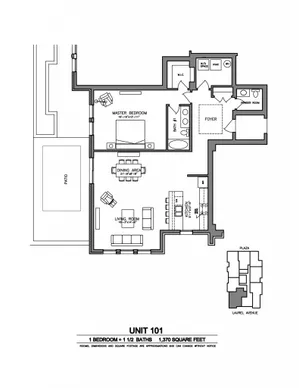 Laurel Apartments - 1 Bedroom  1 1/2 Baths (1A)