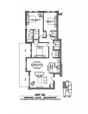 Laurel Apartments - 3 Bedrooms  2 Baths (3A)