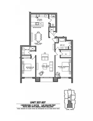 Laurel Apartments - 2 Bedrooms 2 Baths (2D)