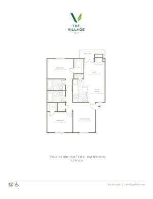 Two Bed_Two Bath_Den 1,244 SF