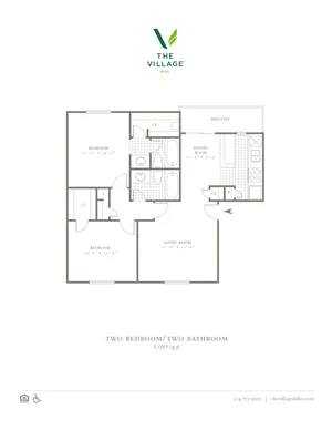 Two Bedroom/Two Bath - 1093sf