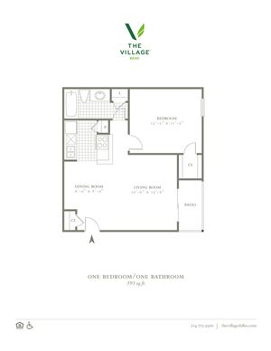1 Bed, 1 Bath. 593 Sqft.