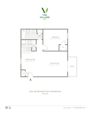 One Bed/One Bath 593sqft
