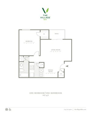 1 Bed, 1 Bath. 642 SQFT.