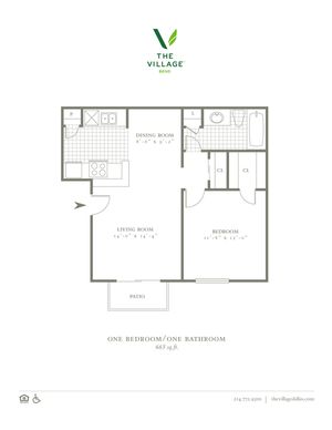 One Bed/One Bath 665sqft