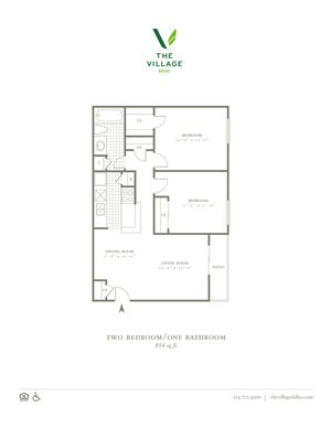 2 Bed, 1 Bath. 854 SQFT.