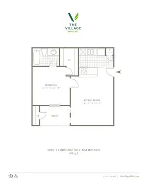 One Bedroom/One Bath - 508sf