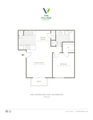One Bedroom/One Bath - 648sf