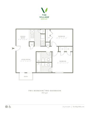 Two Bedroom/Two Bath - 852sf