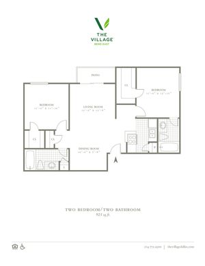 Two Bedroom/Two Bath - 925sf