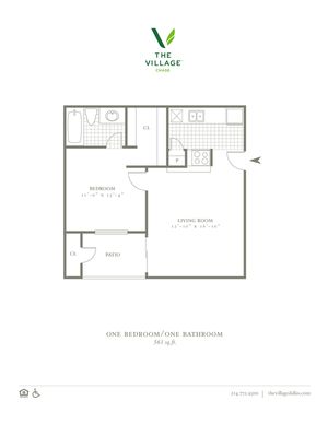 One Bedroom/One Bath - 561sf