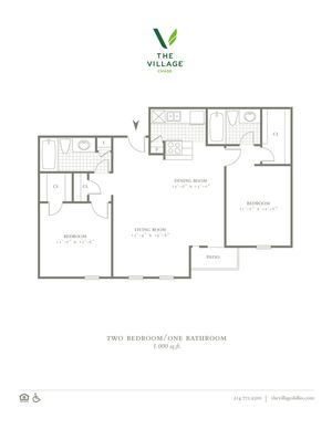 Two Bedroom/Two Bath - 1000sf