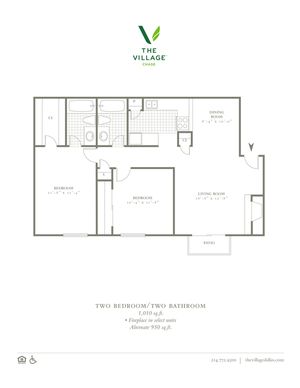 Two Bedroom/Two Bath - 950/1010sf