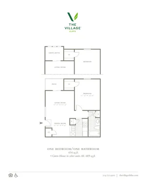 One Bedroom/One Bath - 636sf