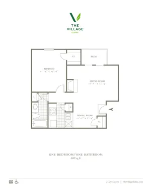 One Bedroom/One Bath - 680sf