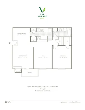 One Bedroom/One Bath - 836sf
