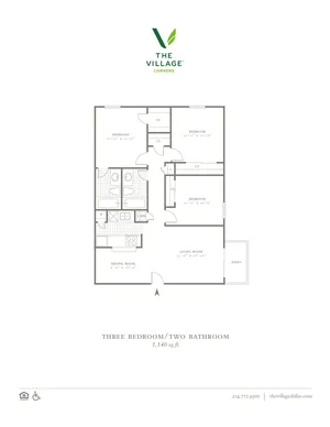 3 Bed-1140 Sqft.