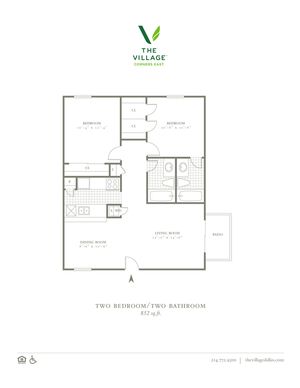 2 Bed, 2 Bath. 852 Sqft.