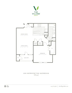 One Bedroom/One Bath - 709/717sf