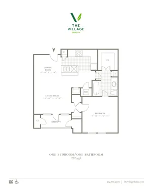 One Bedroom/One Bath - 722/732sf